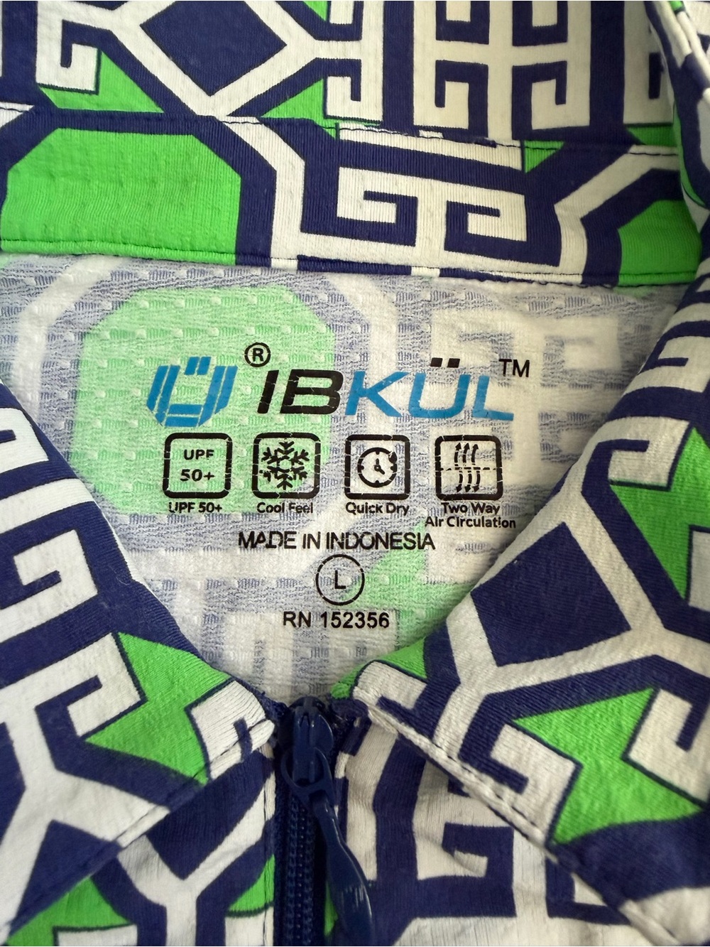 IBKUL Icifil Long Sleeve 1/4 Zip Sun Golf Pullover Classic Key Green Size Large - Picture 3 of 10